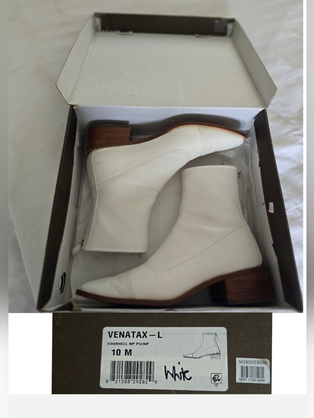 Paolo Women's White Leather Ankle Boots - Classic Block Heel - Picture 14 of 15